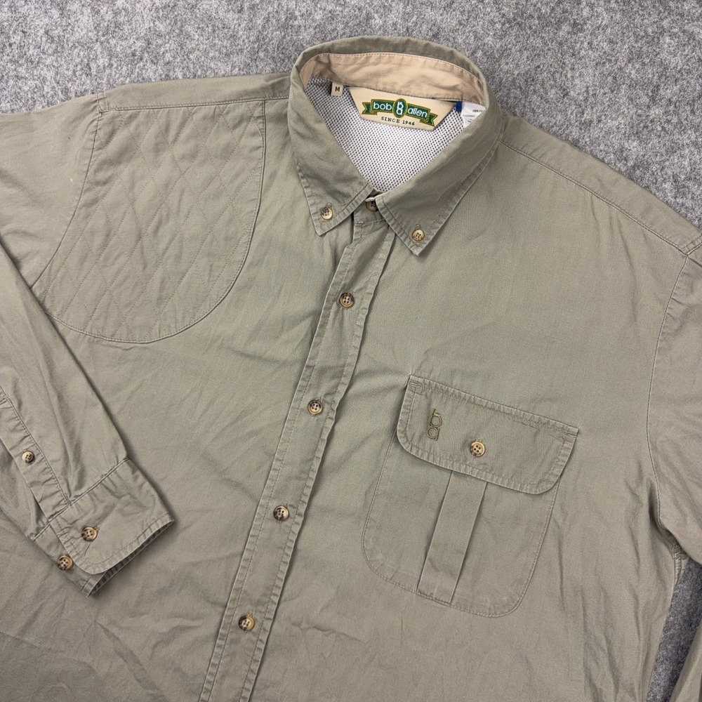 Bob Allen Shooting Shirt Mens Medium Tan Khaki Shoulder Pad Vent Hunting Outdoor